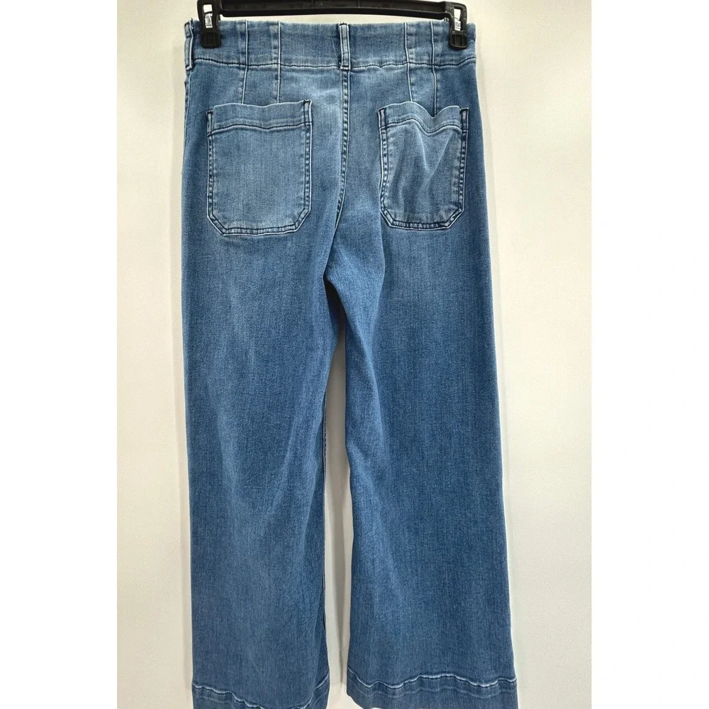 Maeve Anthropologie The Colette Wide Leg Crop Jeans Blue Medium Wash Size 28 - Picture 3 of 8